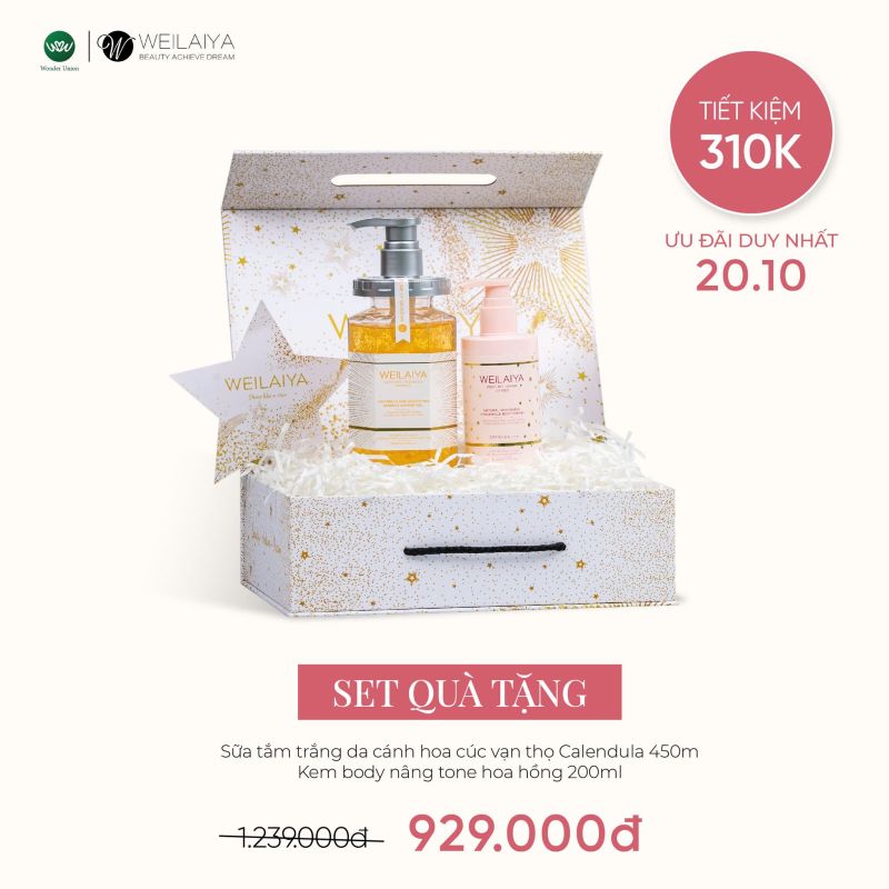 Set quà Sữa tắm Hoa Cúc & Kem Body Tone Up